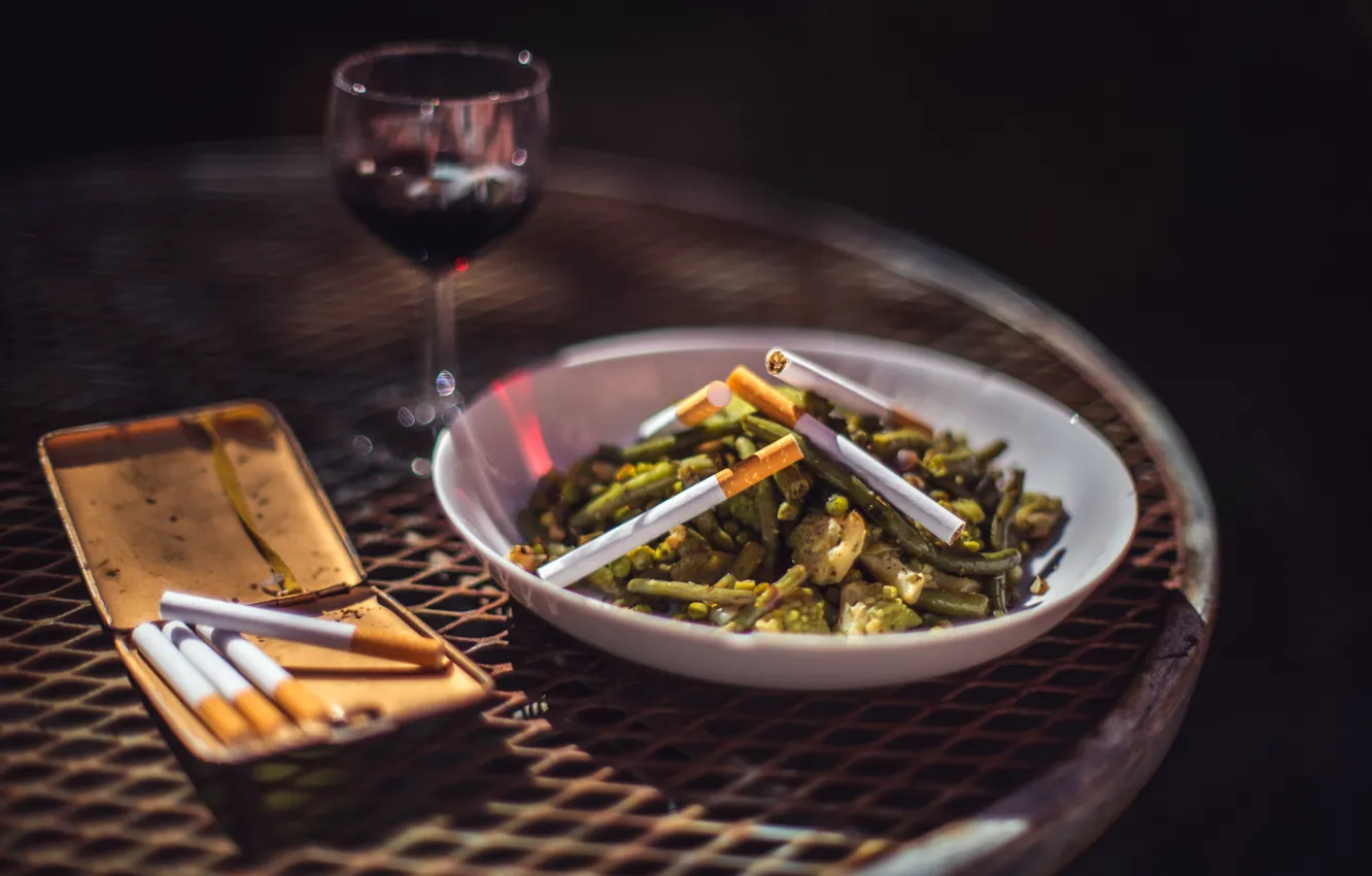 Photo wallpaper wine, food, cigarette