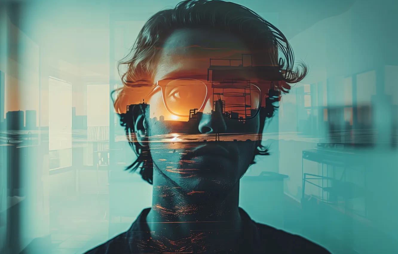 Photo wallpaper Double, Exposure, AI Art