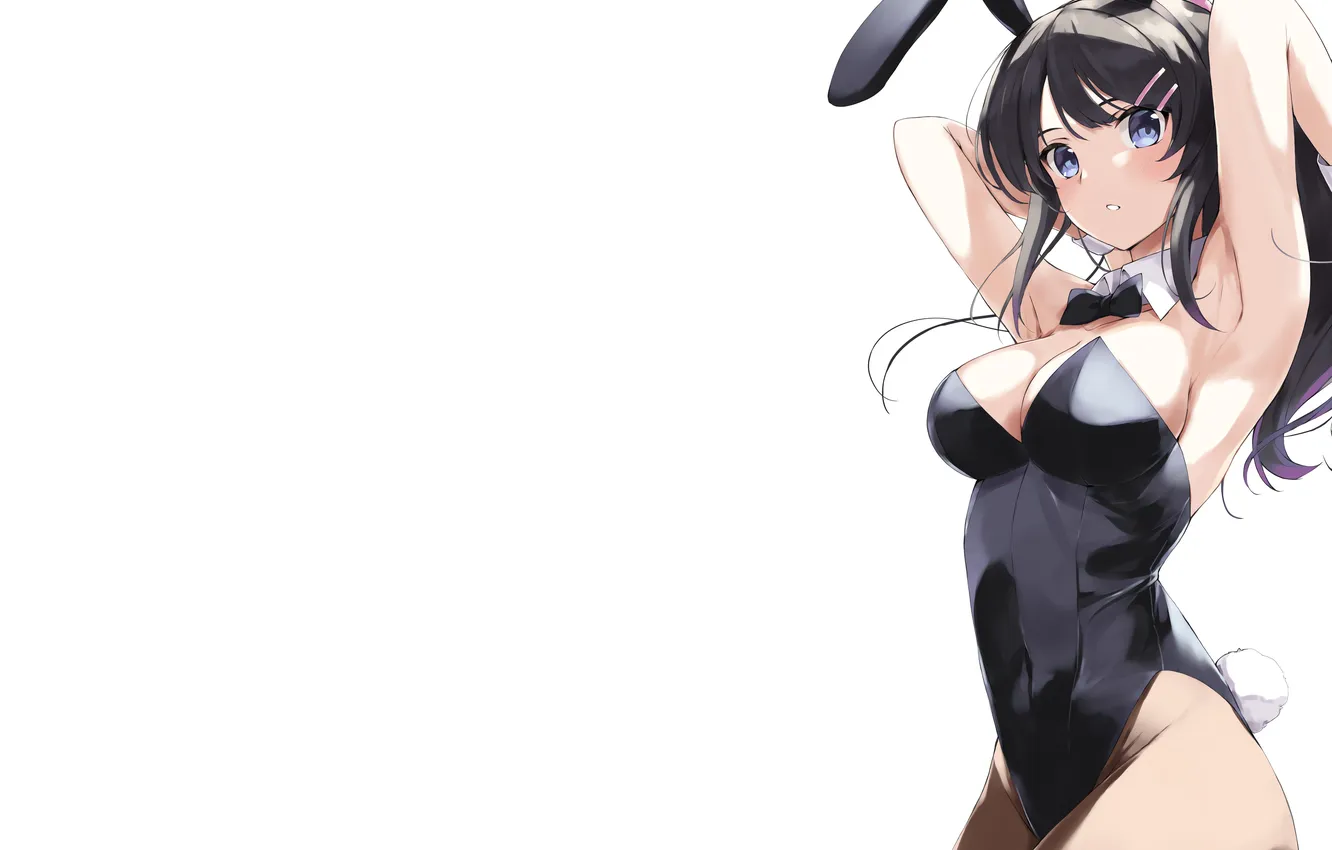 Photo wallpaper girl, sexy, cleavage, long hair, boobs, animal ears, sexy girl, anime