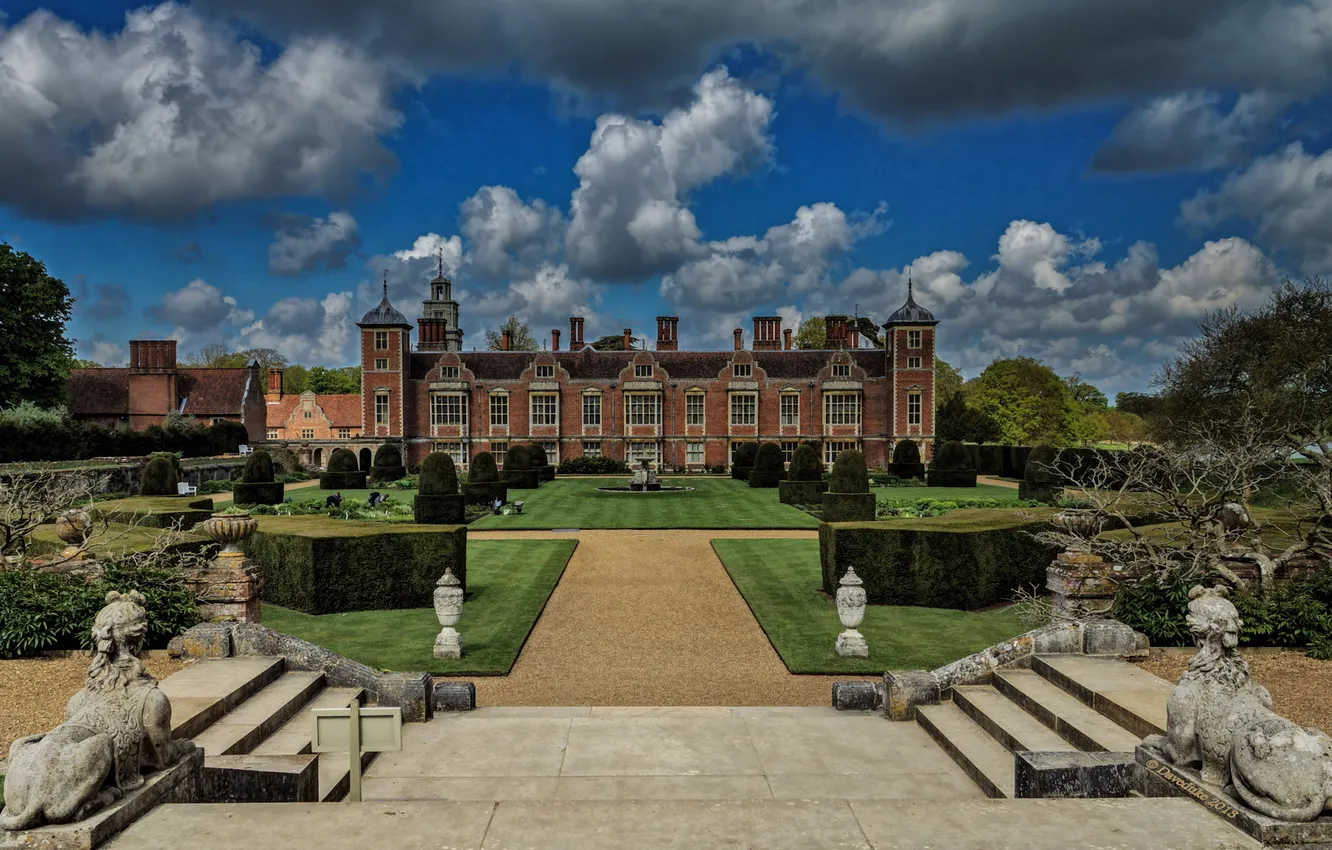 Photo wallpaper Park, England, statue, England, Sphinx, Norfolk, Norfolk, Blickling hall