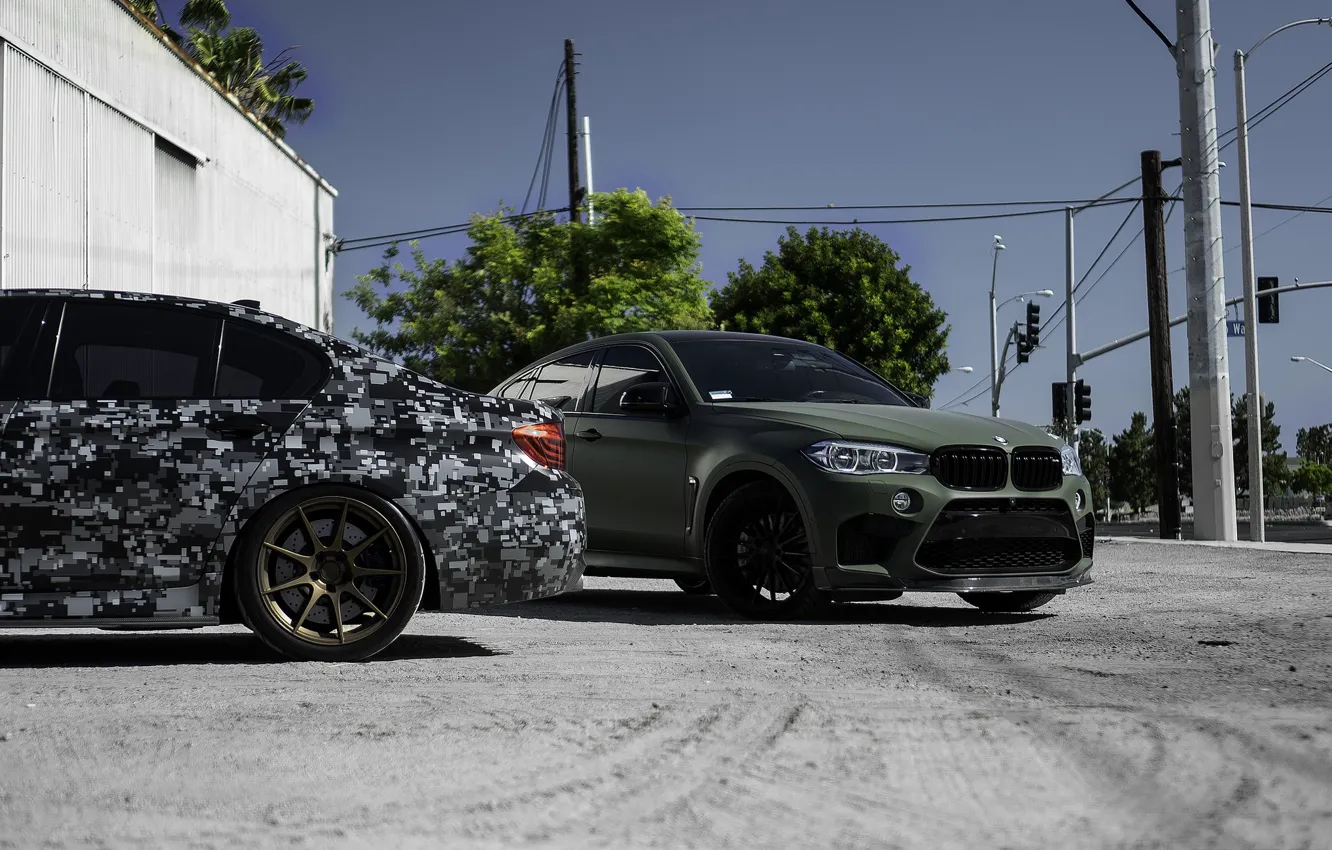 Photo wallpaper green, BMW, X6M, pixel, F10, LED, F86