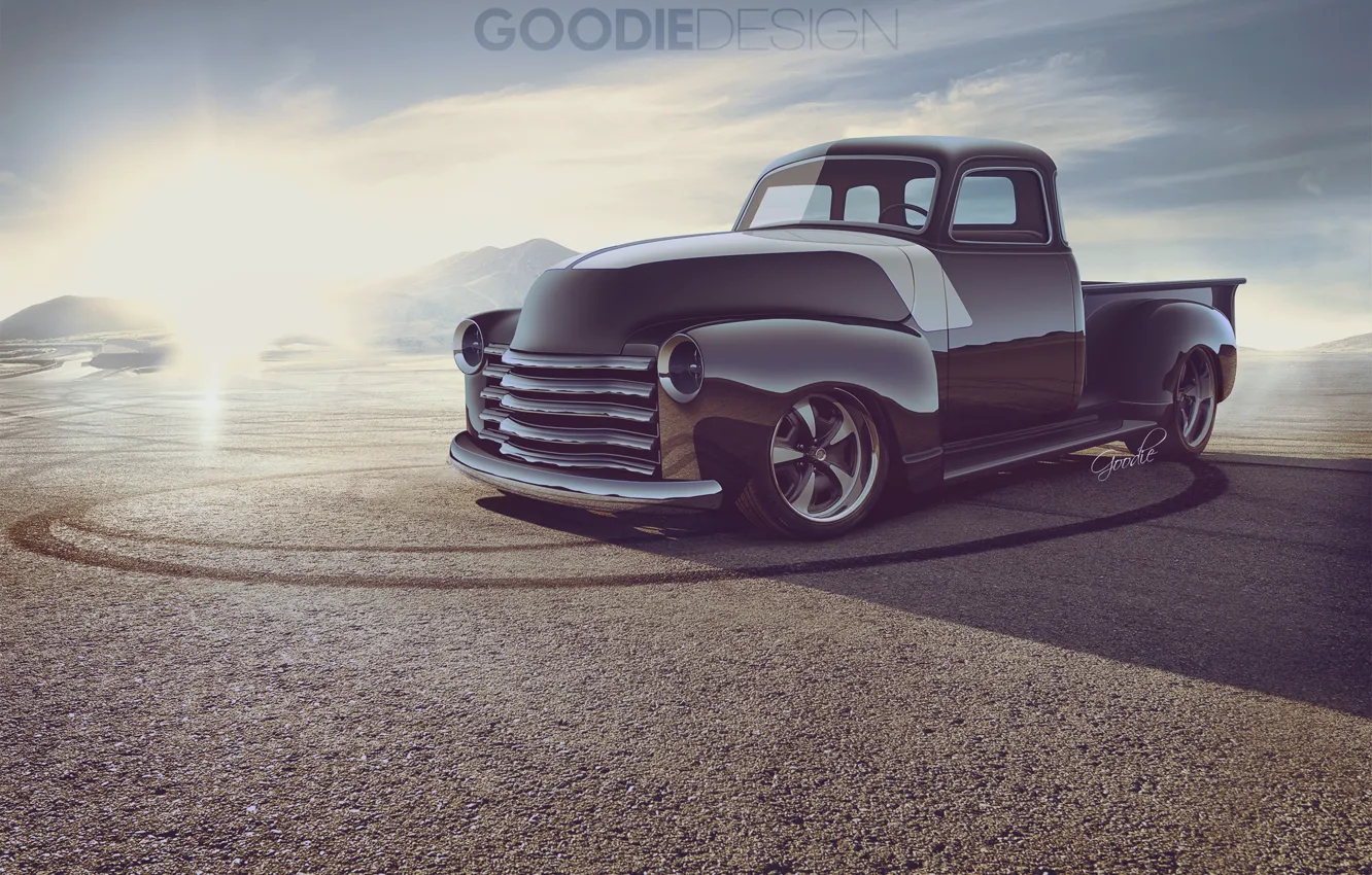 Photo wallpaper Auto, Chevrolet, Desert, Truck, Chevrolet, 1954, Pickup, 3100