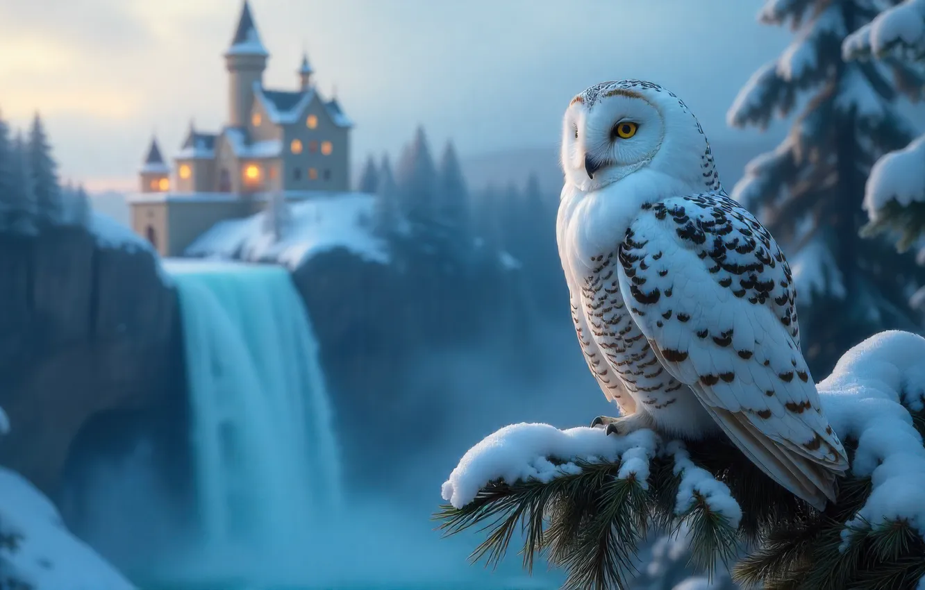 Photo wallpaper winter, forest, the sky, look, snow, night, nature, lights