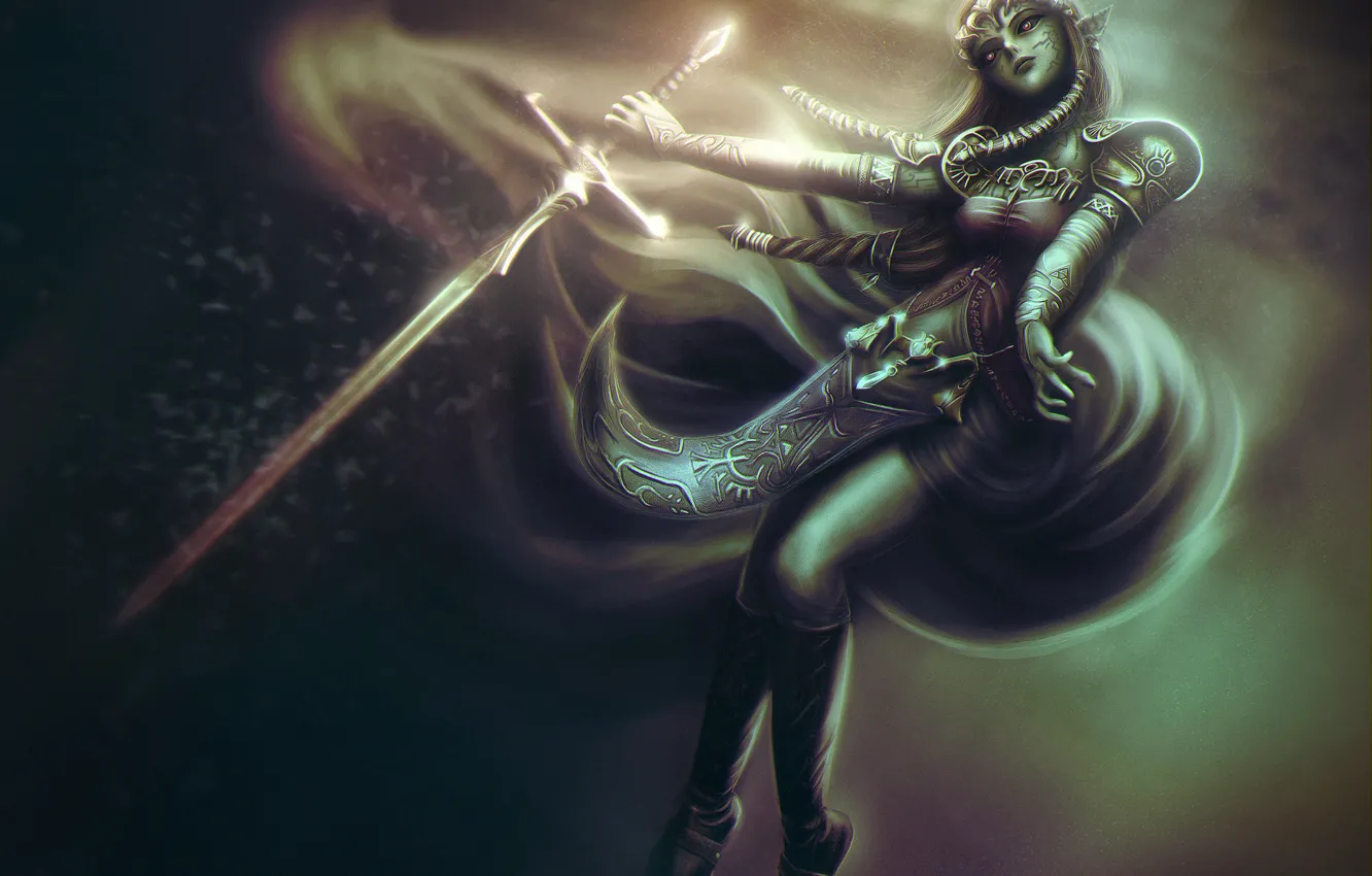 Photo wallpaper elf, sword, fantasy, art, elf, Zelda, Twilight Princess