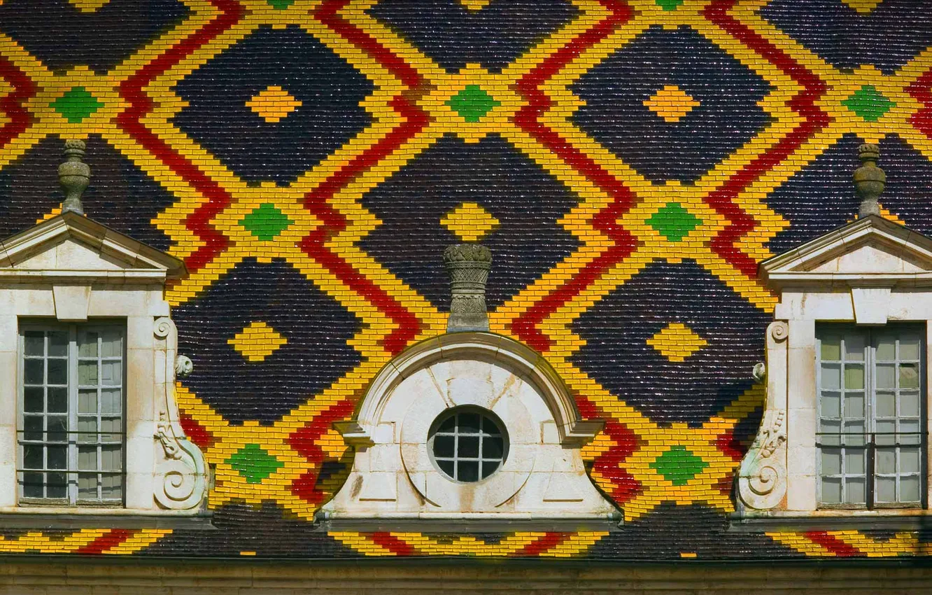 Photo wallpaper roof, pattern, paint, tile, France, texture, window, Burgundy