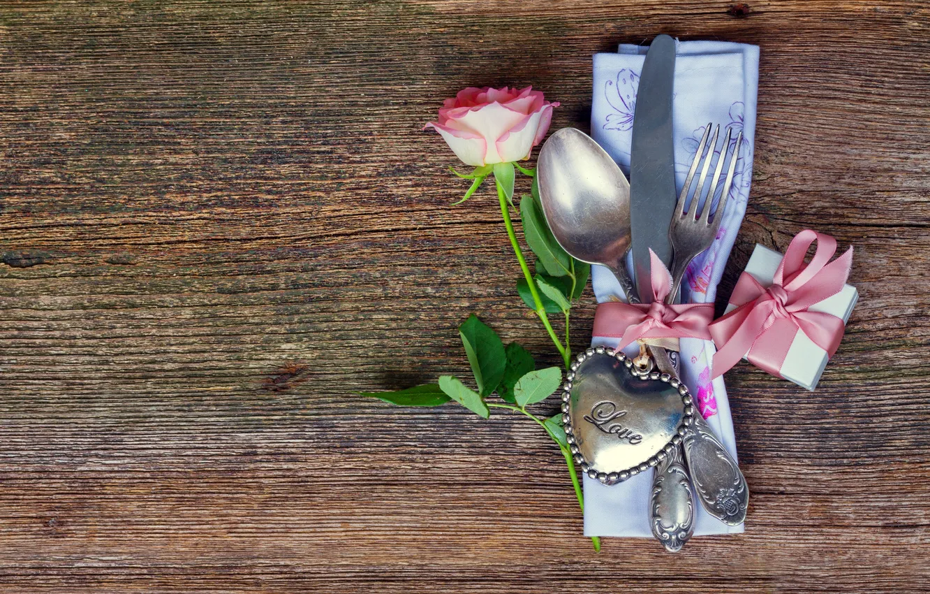 Photo wallpaper love, heart, love, rose, heart, wood, romantic