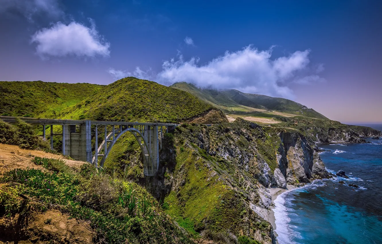 Photo wallpaper bridge, the ocean, coast, USA