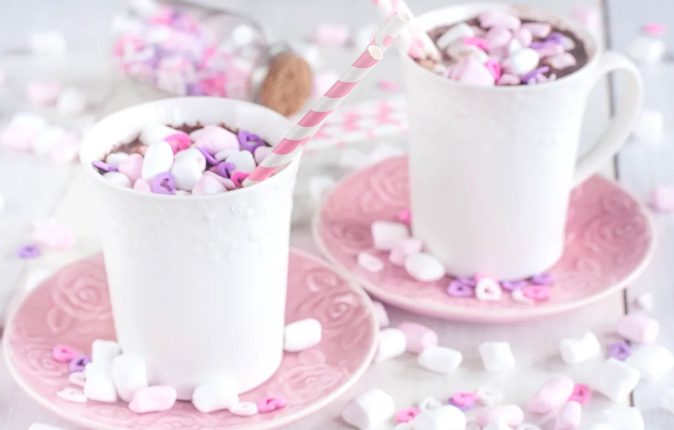 Photo wallpaper Cup, cocoa, marshmallows