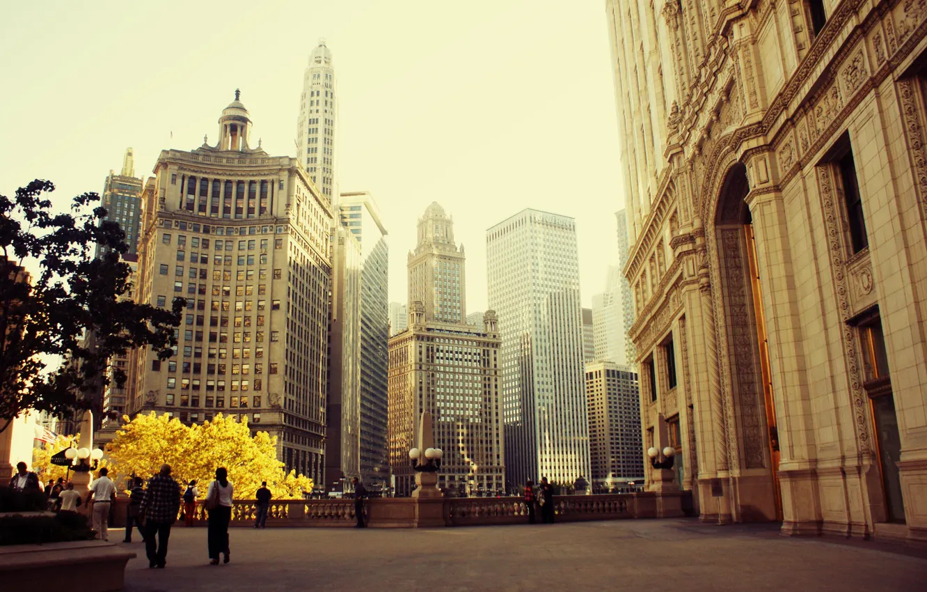Photo wallpaper the city, spring, skyscrapers, Chicago, Illinois