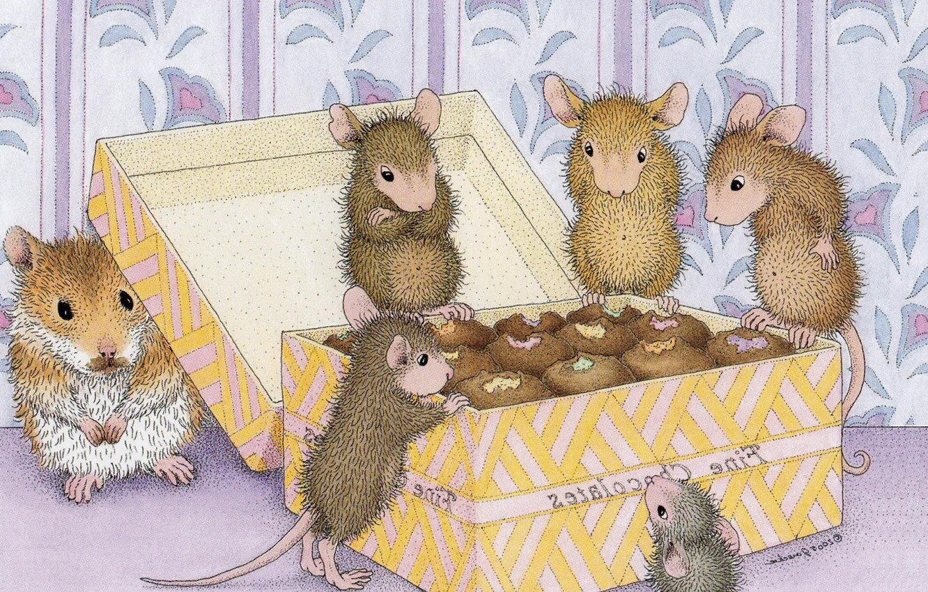 Photo wallpaper each, mouse, yummy, box, children's, hamster, the fairing, Ellen Jareckie