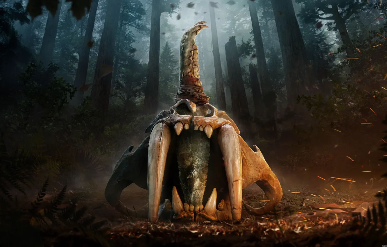 Photo wallpaper forest, skull, Far Cry, Ubisoft, Primal