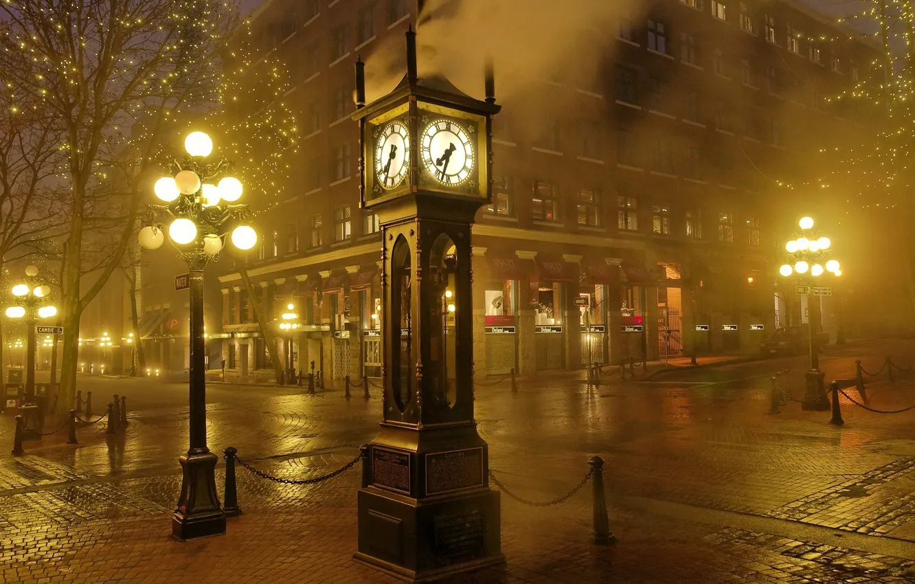 Photo wallpaper light, the city, street, watch, the evening, lights