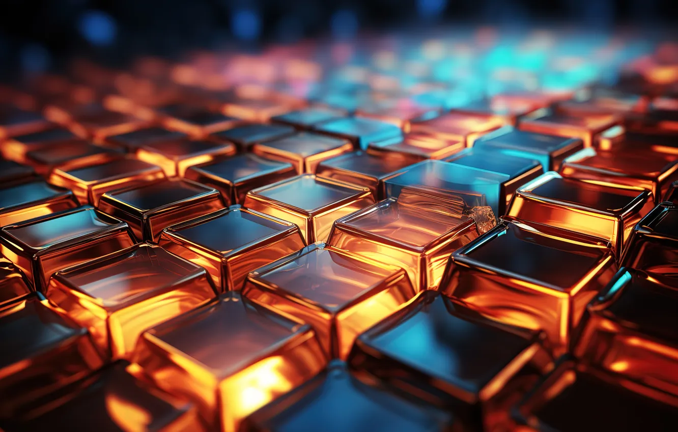 Photo wallpaper field, light, blue, yellow, abstraction, Cuba, glow, squares