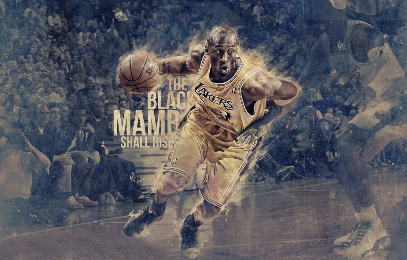 Photo wallpaper Field, Figure, The ball, Basketball, Lakers, Kobe Bryant, Player, Black Mamba