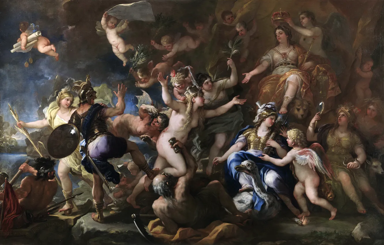 Photo wallpaper picture, mythology, Luca Giordano, Messina Returned to Spain