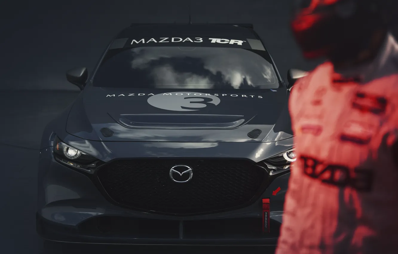 Photo wallpaper lights, Mazda, front view, Mazda 3, 2020, TCR