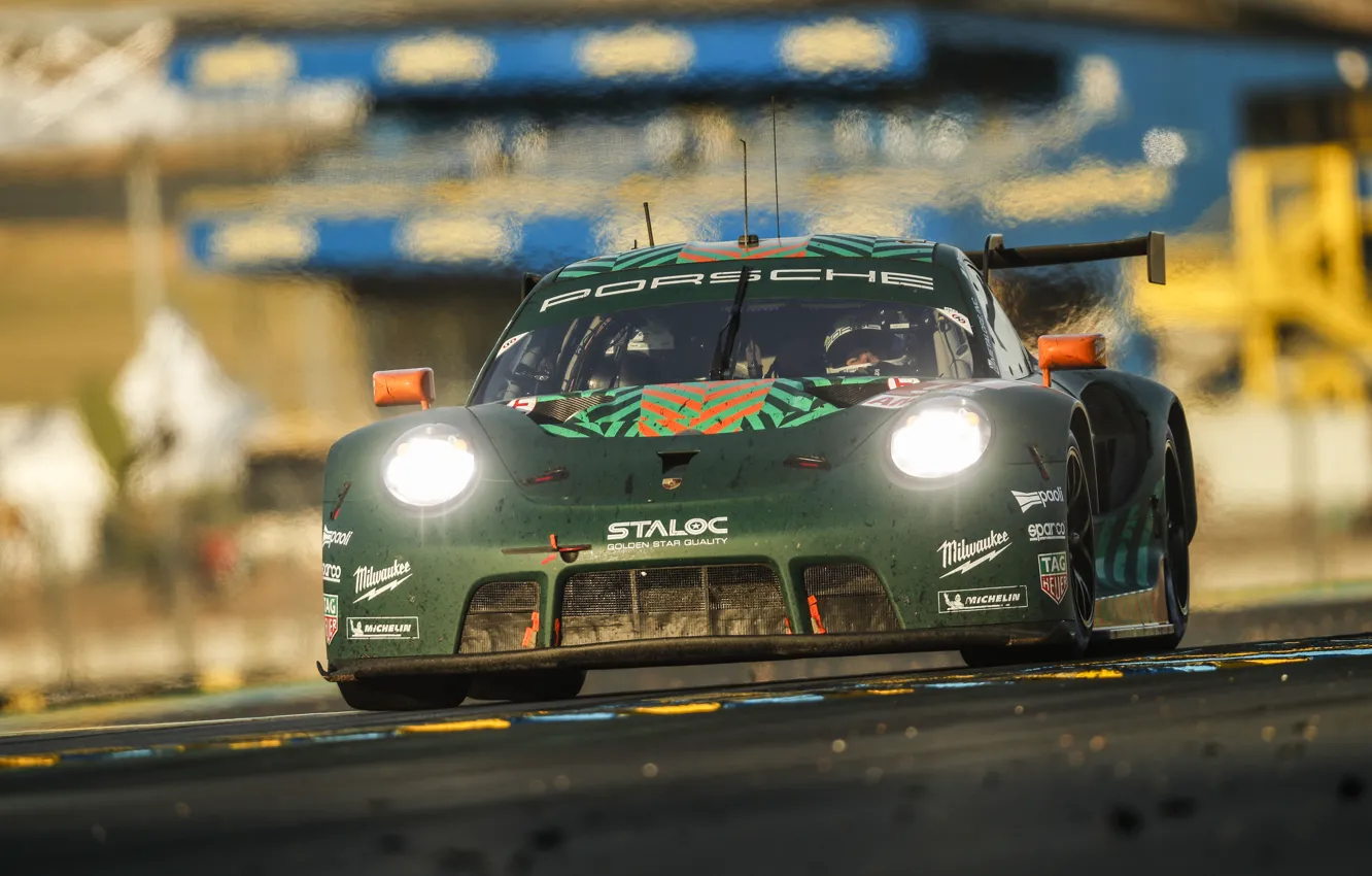 Photo wallpaper car, Racing, Michael Fassbender, headlights, Porsche 911 RSR