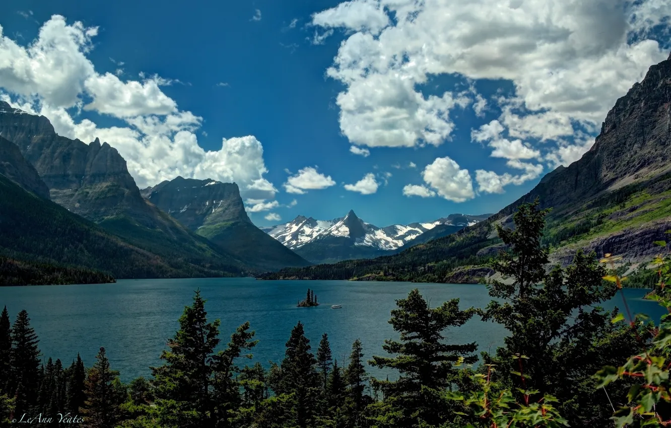 Photo wallpaper lake, Montana, Glacier National Park, Saint Mary Lake, Glacier, Rocky mountains, Montana, Rocky Mountains