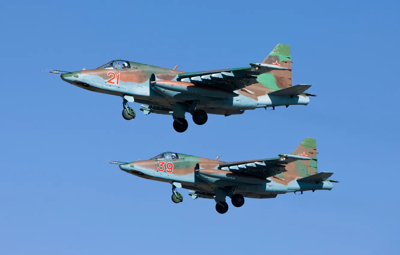 Photo wallpaper pair, flight, attack, subsonic, armored, &ampquot;rook&ampquot;, Sukhoi Су-25