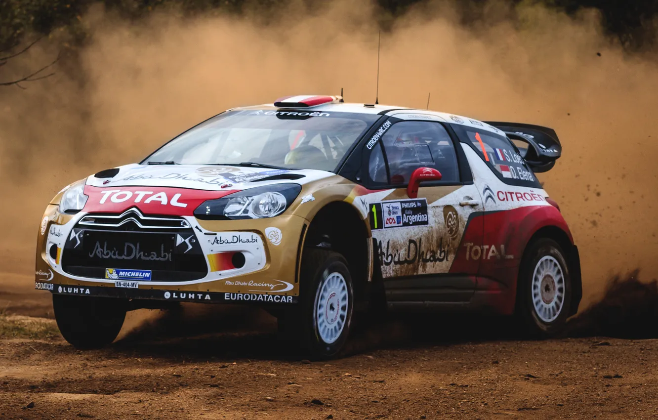 Photo wallpaper machine, race, sport, turn, Skid, Citroen, DS3, WRC