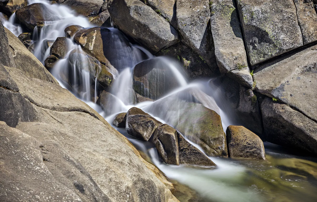 Photo wallpaper water, nature, river, stones, waterfall
