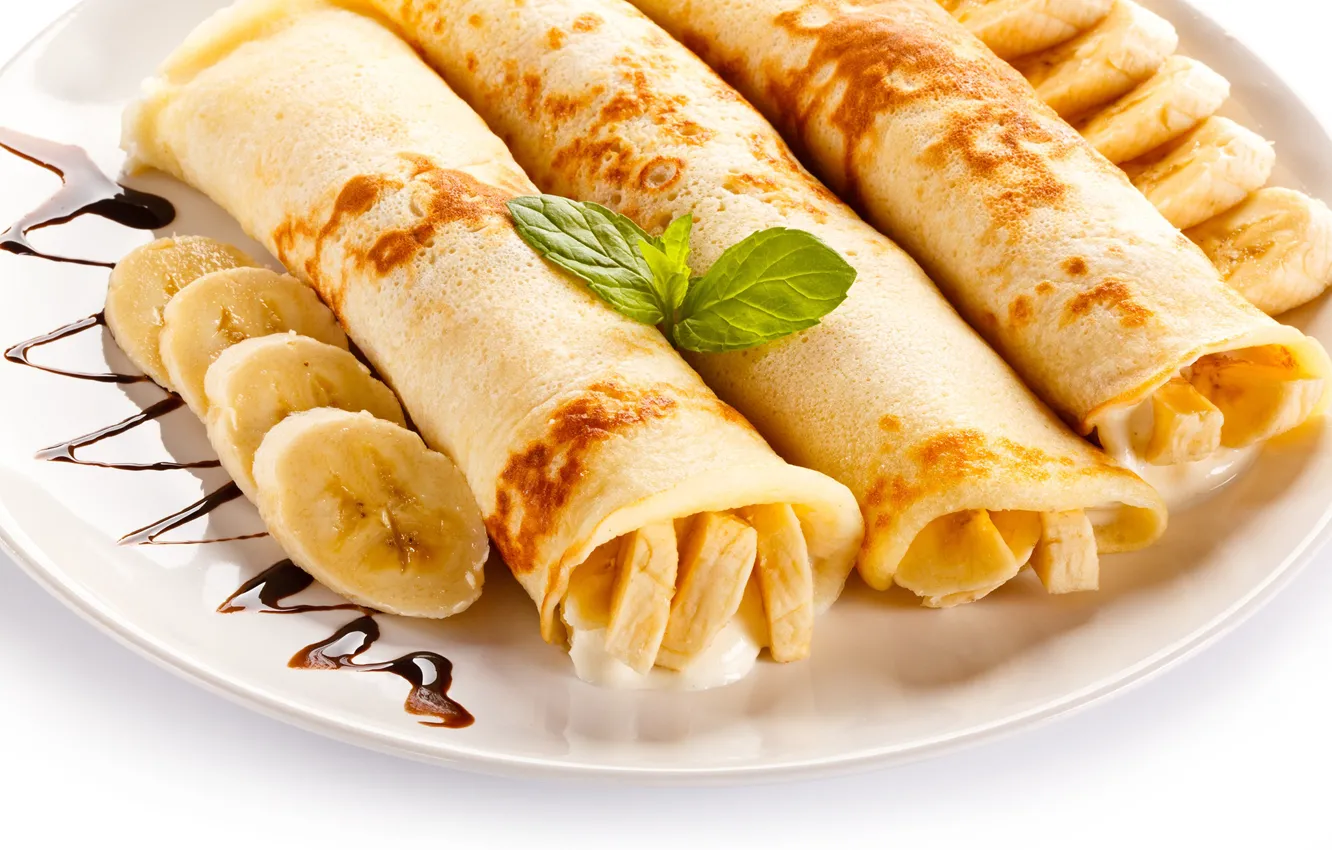 Photo wallpaper chocolate, bananas, pancakes