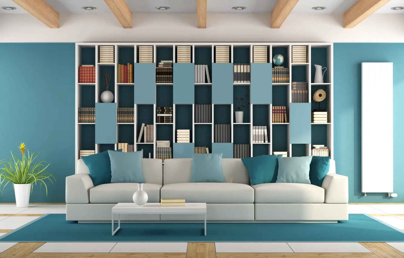 Photo wallpaper design, sofa, living room, sofa, modern, Living room, bookshelves