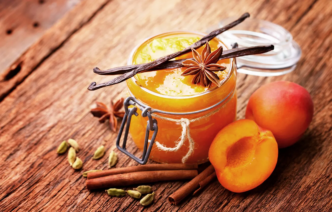 Photo wallpaper jam, vanilla, jam, apricots, star anise