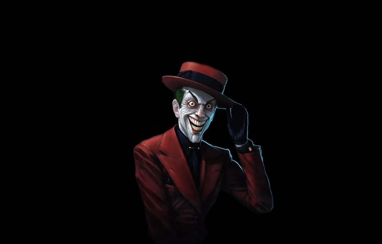 Photo wallpaper red, smile, batman, Batman, hat, Joker, costume, comic