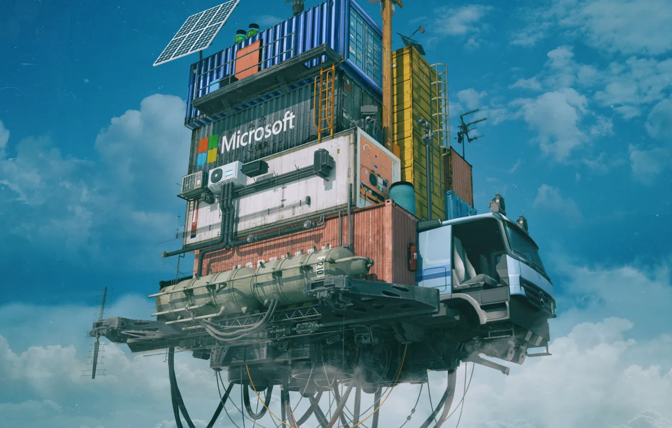 Photo wallpaper the sky, clouds, construction, object, MICROSOFT CLOUD 2094