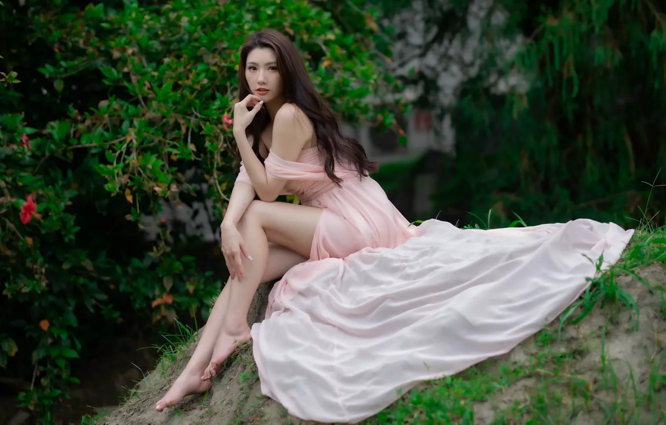 Photo wallpaper look, pose, model, portrait, makeup, figure, dress, hairstyle