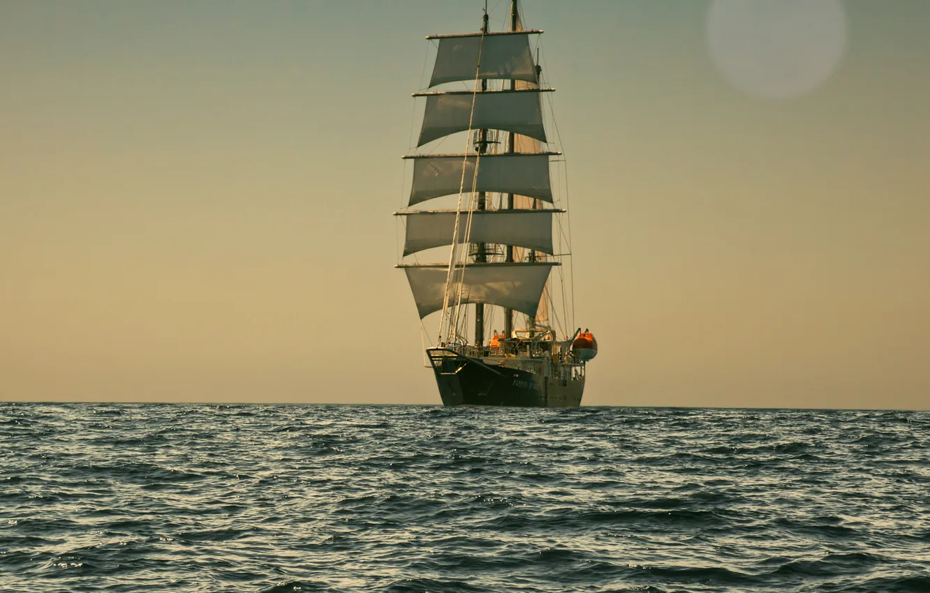 Photo wallpaper sea, the sky, the moon, sailing ship