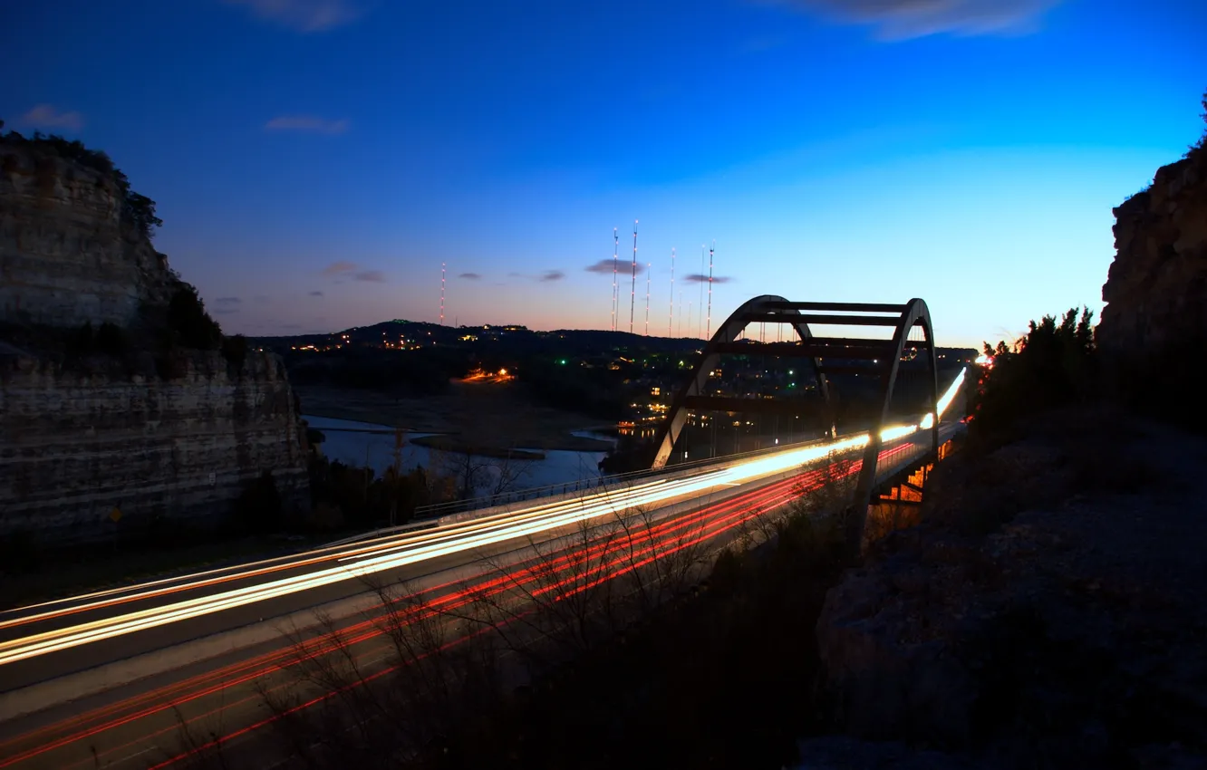 Photo wallpaper city, the city, USA, Austin, Texas, Pennybacker_bridge, Loop360_bridge