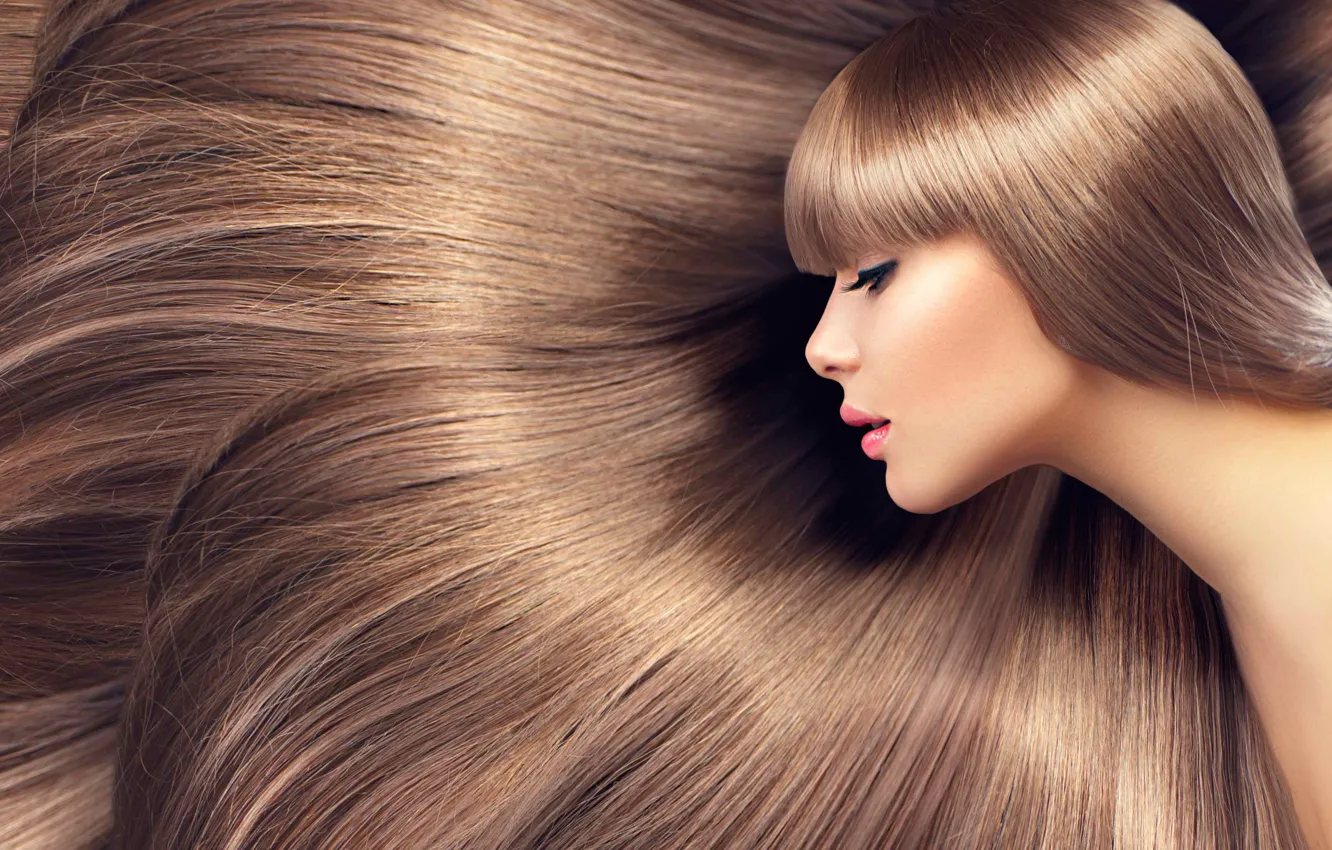 Photo wallpaper girl, face, hair, brown hair, long hair, Beautiful hair