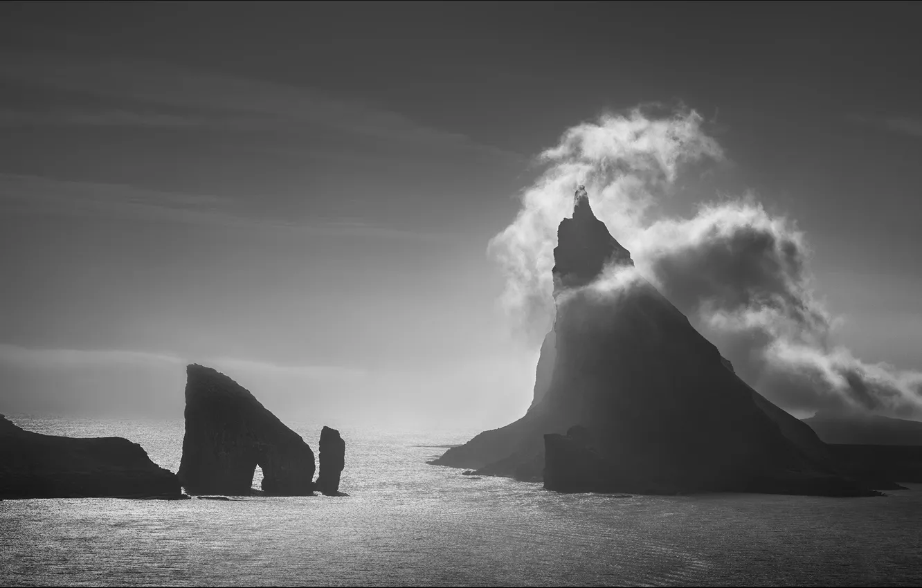 Photo wallpaper sea, clouds, rocks, sea, clouds, rocks, Huibo Hou