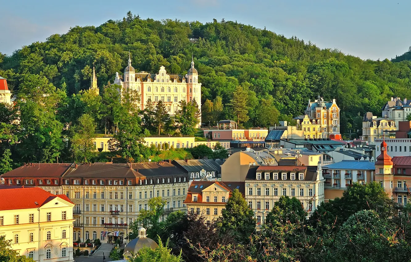 Photo wallpaper Bohemia, home, panorama, Karlovy Vary, Czech Republic