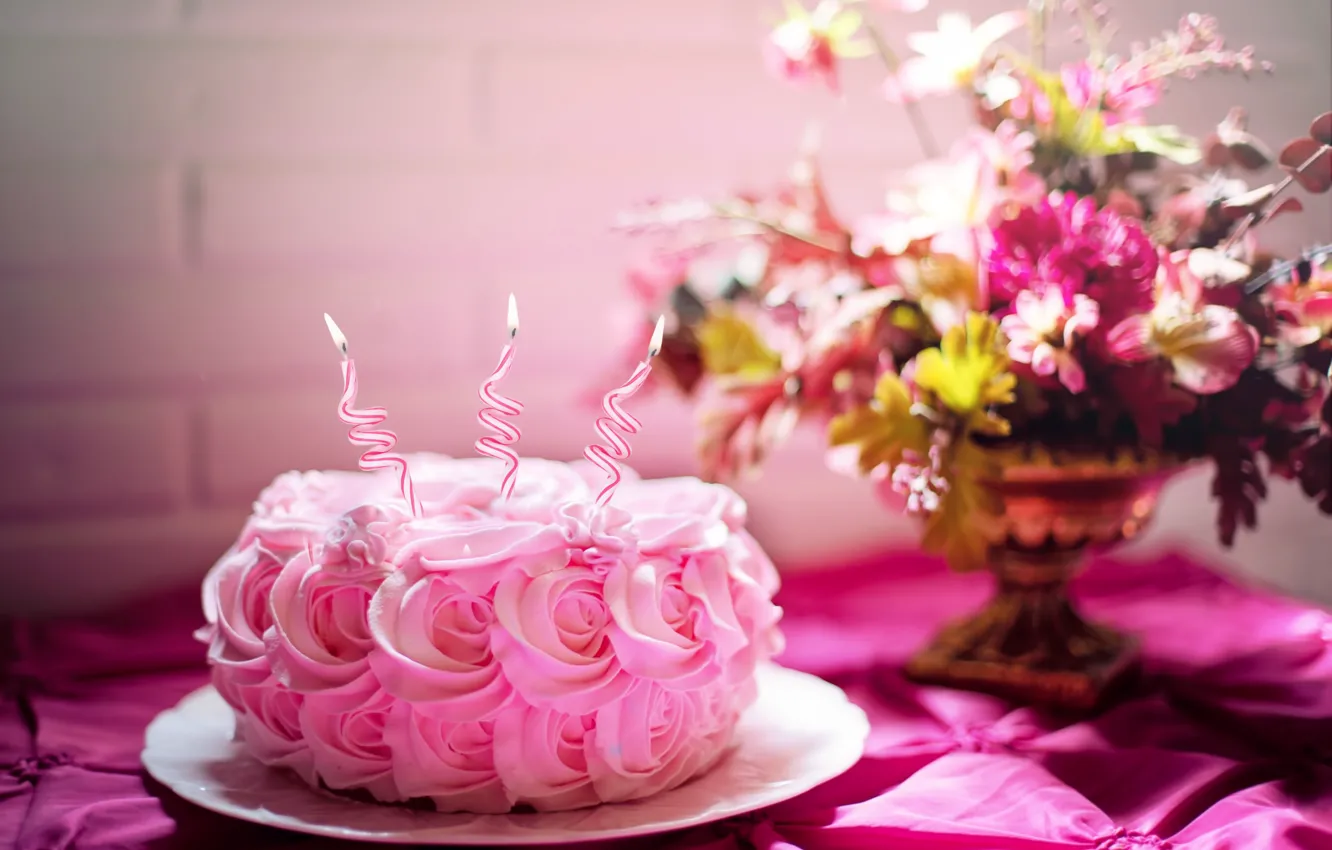 Photo wallpaper candles, sweets, cakes, cake