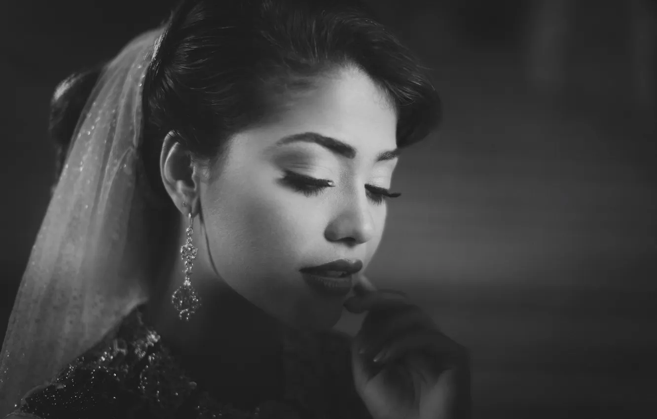 Photo wallpaper white, girl, black