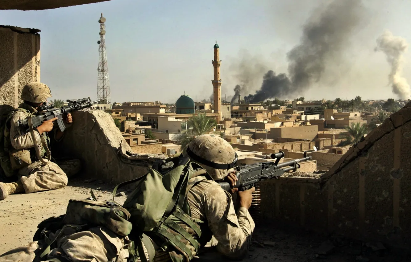 Photo wallpaper weapons, war, soldiers, Iraq