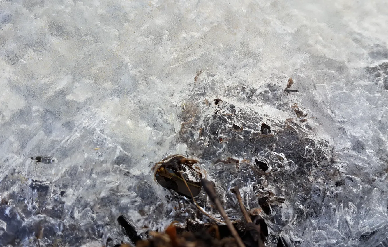Photo wallpaper ice, winter, water, river, snowflake