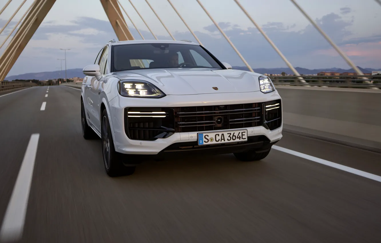 Photo wallpaper car, Porsche, Cayenne, headlights, Porsche Cayenne Turbo E-Hybrid