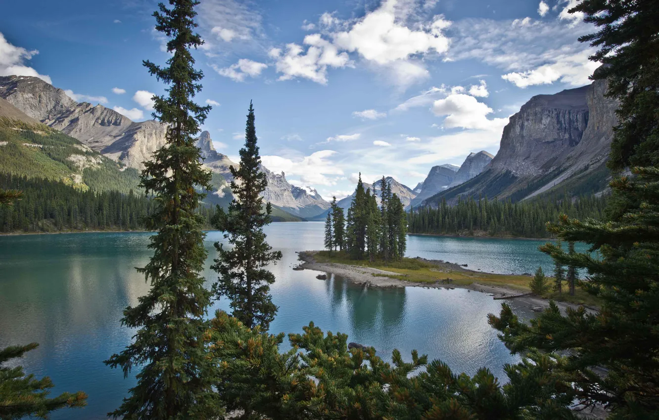 Photo wallpaper forest, mountains, nature, tree, lake, Canada