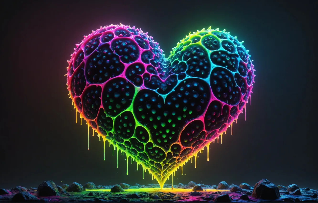 Photo wallpaper heart, hearts, black background