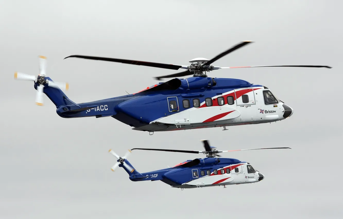 Photo wallpaper helicopter, twin-engine, transport, four, Sikorsky S-92
