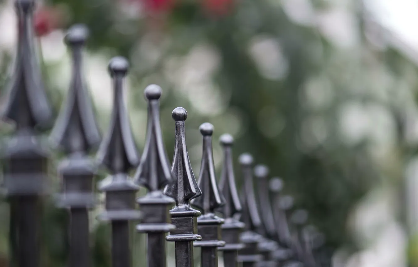 Photo wallpaper macro, street, the fence, blur, the fence
