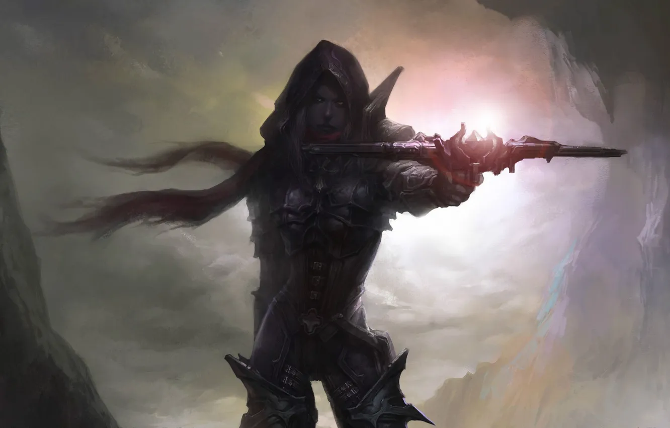 Photo wallpaper Diablo 3, fan art, demon hunter, Demon Hunter, Qiu Jian Yuan