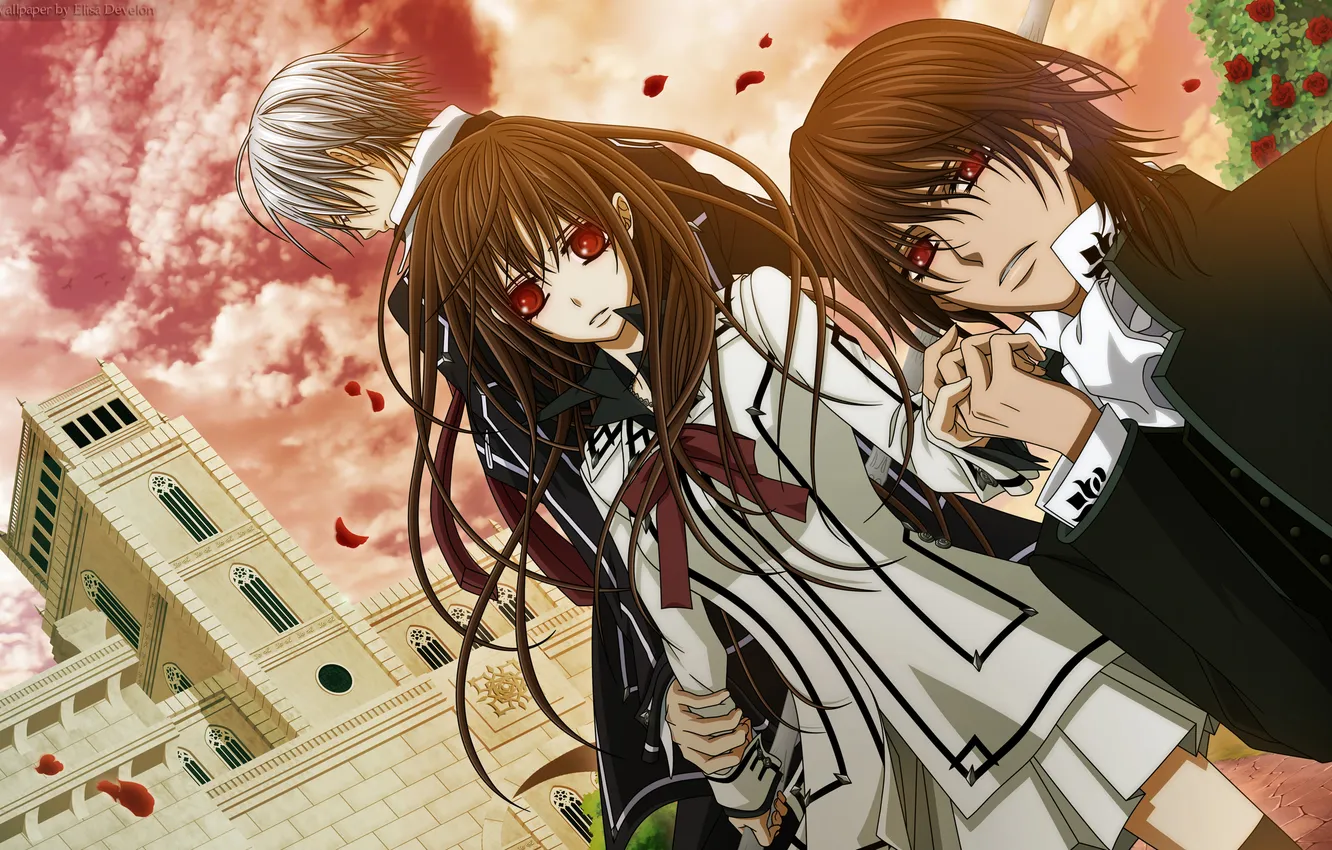 Photo wallpaper girl, anime, guy, vampire knight