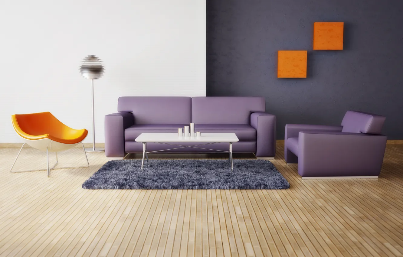 Photo wallpaper decoration, furniture, colorful palettes