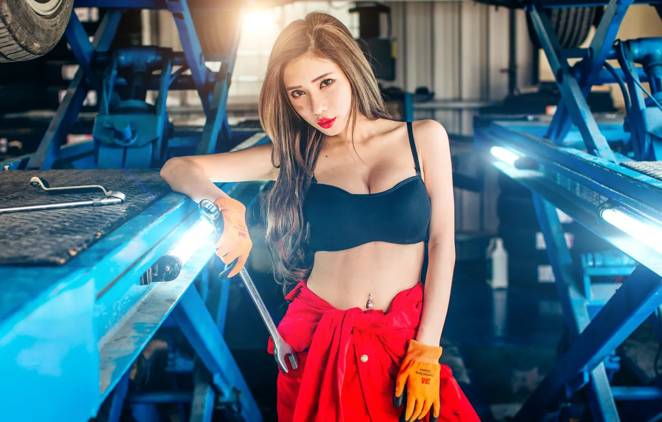 Photo wallpaper girl, work, Asian