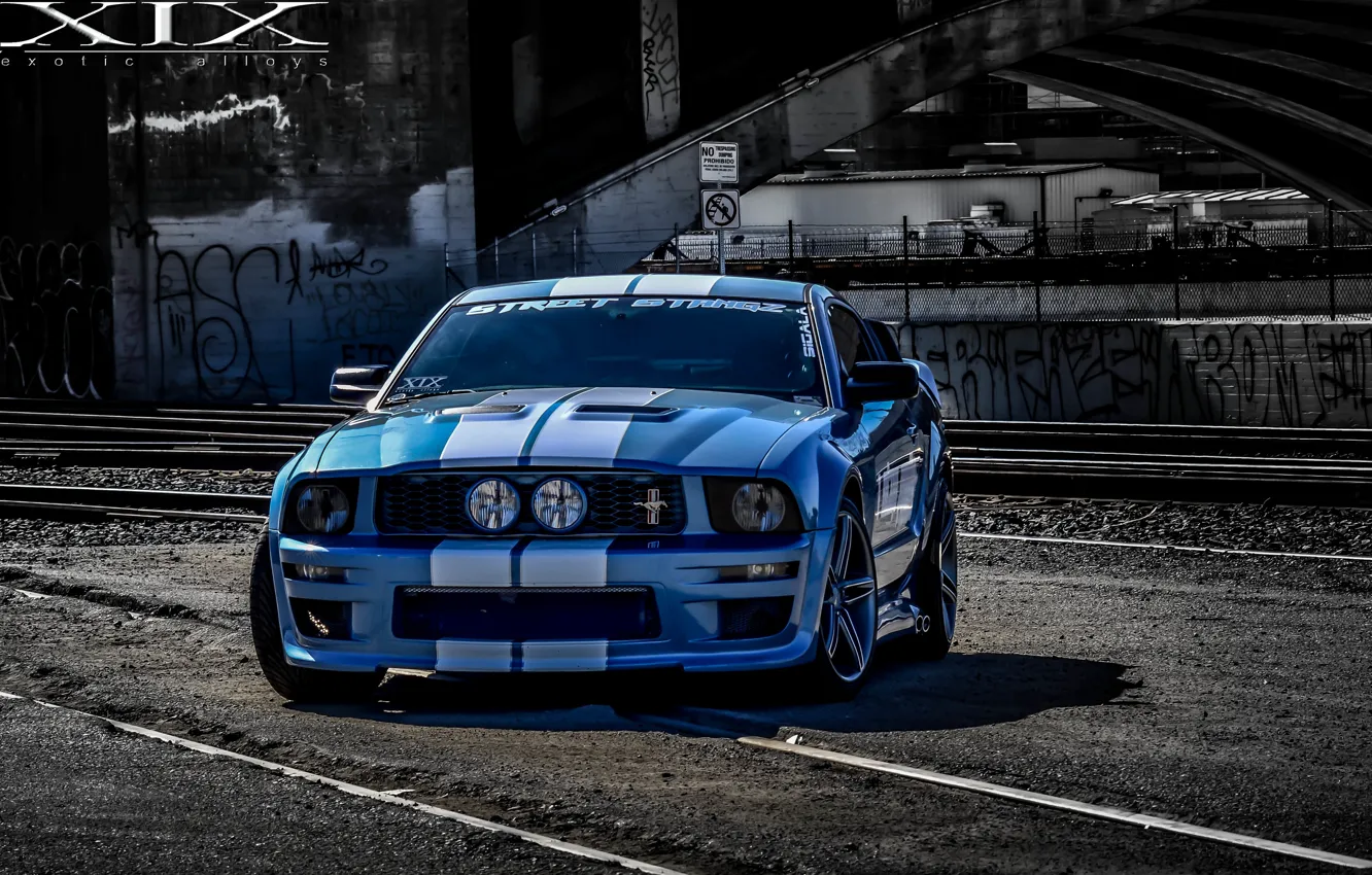 Photo wallpaper White, Street, XIX, Stripes, MUSTANG, FORD, X33